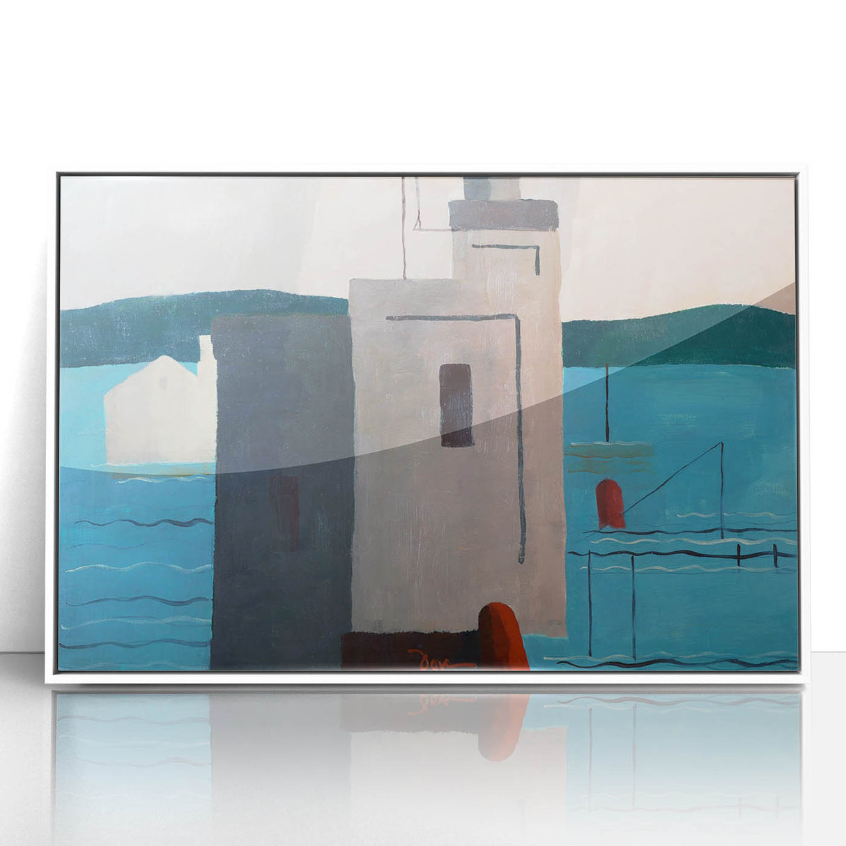 Modern Wall Art: Abstract Waterfront Scene with Bold Minimalist Style