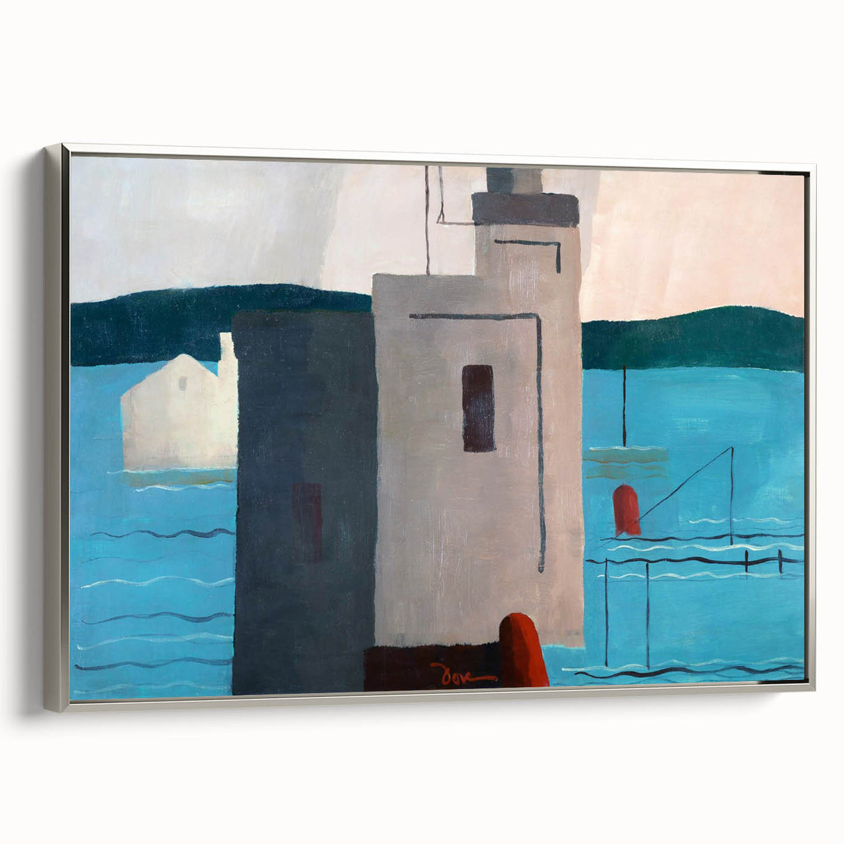 Modern Wall Art: Abstract Waterfront Scene with Bold Minimalist Style