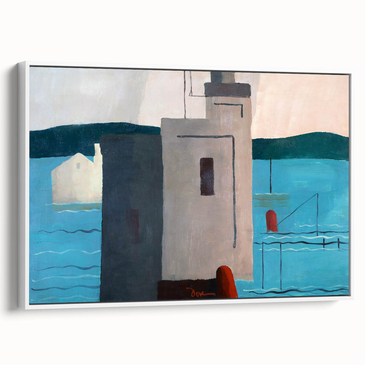 Modern Wall Art: Abstract Waterfront Scene with Bold Minimalist Style