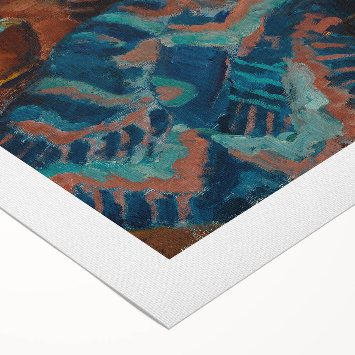 Abstract Still Life - Blue Vase and Textured Cloth Wall Art