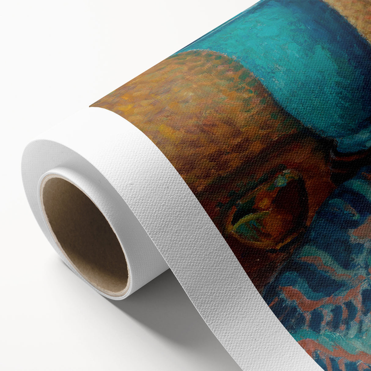 Abstract Still Life - Blue Vase and Textured Cloth Wall Art