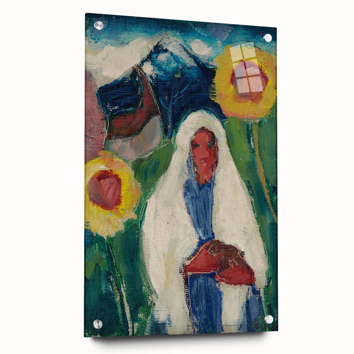 Abstract Sunflowers and Woman - Modern Colorful Wall Art Design