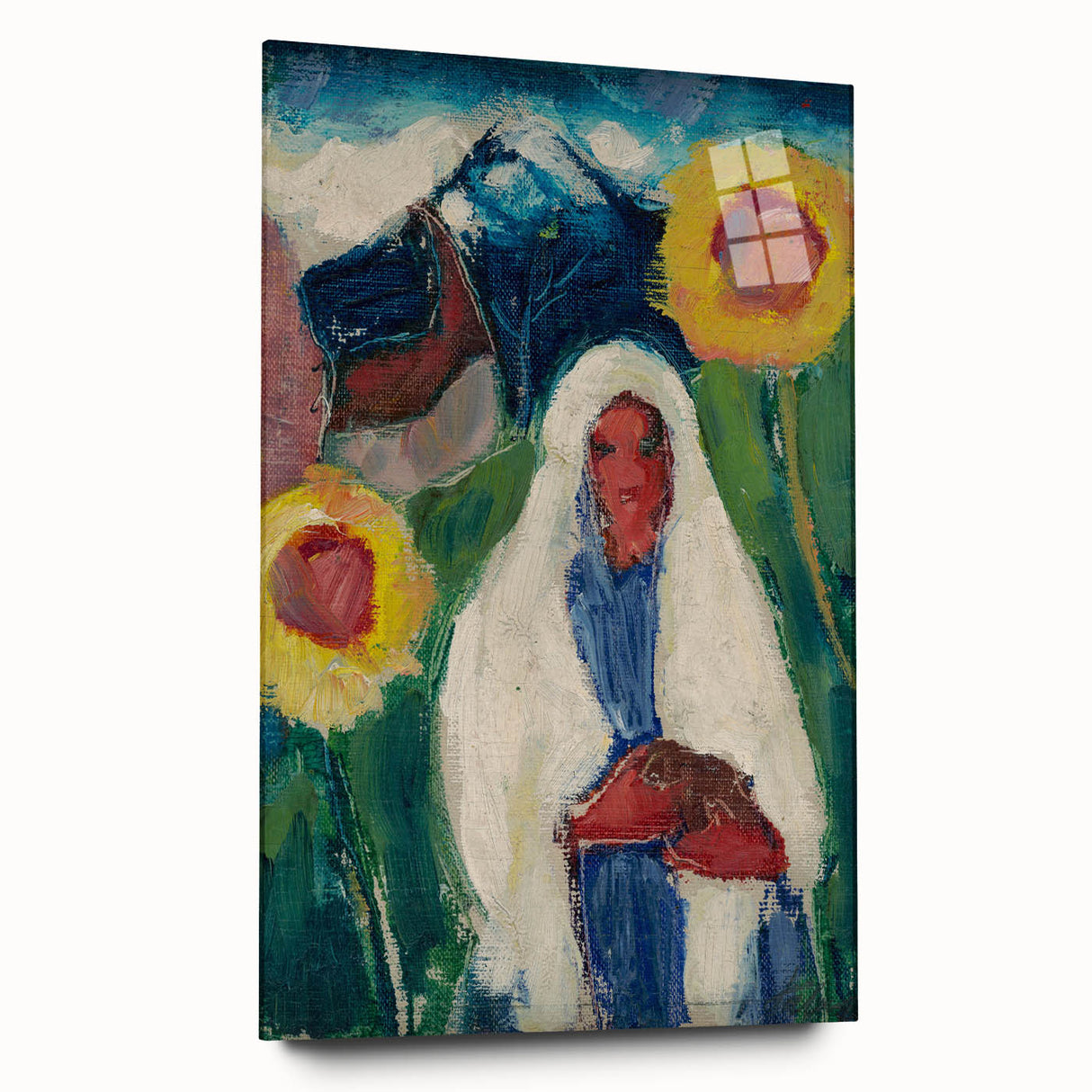 Abstract Sunflowers and Woman - Modern Colorful Wall Art Design