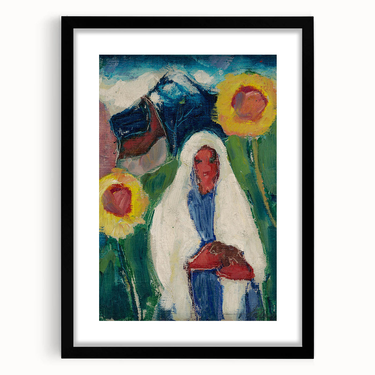 Abstract Sunflowers and Woman - Modern Colorful Wall Art Design