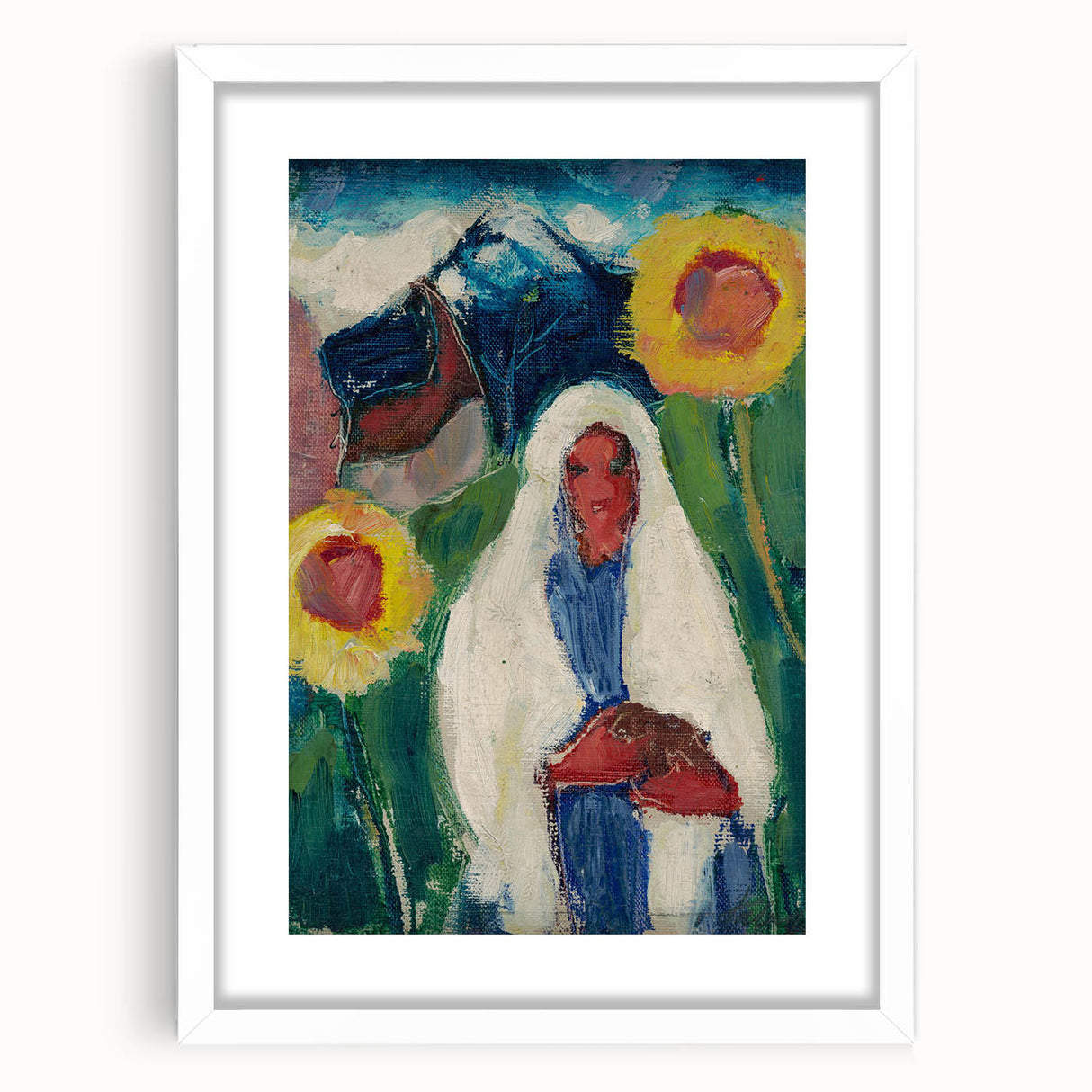 Abstract Sunflowers and Woman - Modern Colorful Wall Art Design