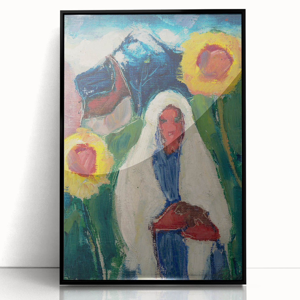 Abstract Sunflowers and Woman - Modern Colorful Wall Art Design