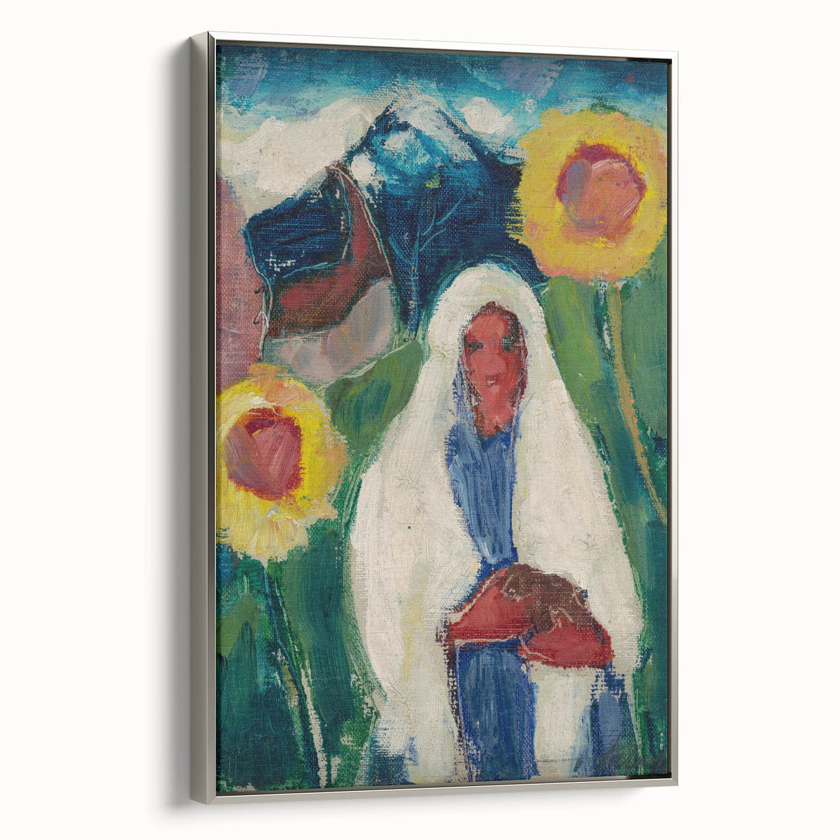 Abstract Sunflowers and Woman - Modern Colorful Wall Art Design