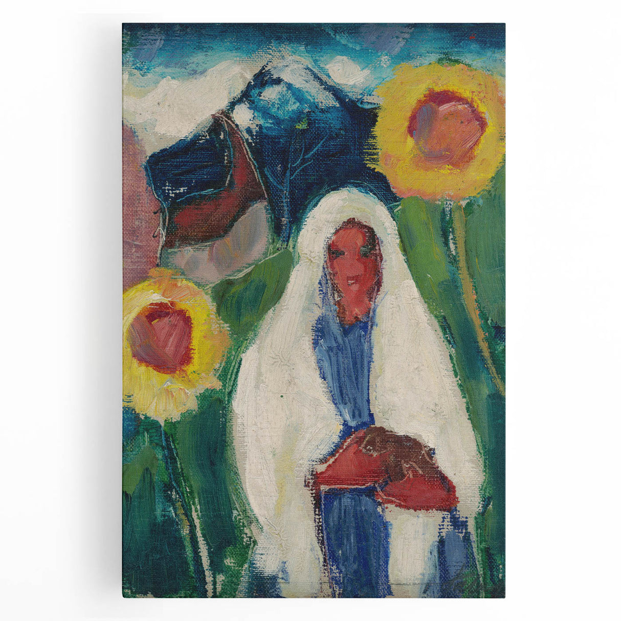 Abstract Sunflowers and Woman - Modern Colorful Wall Art Design