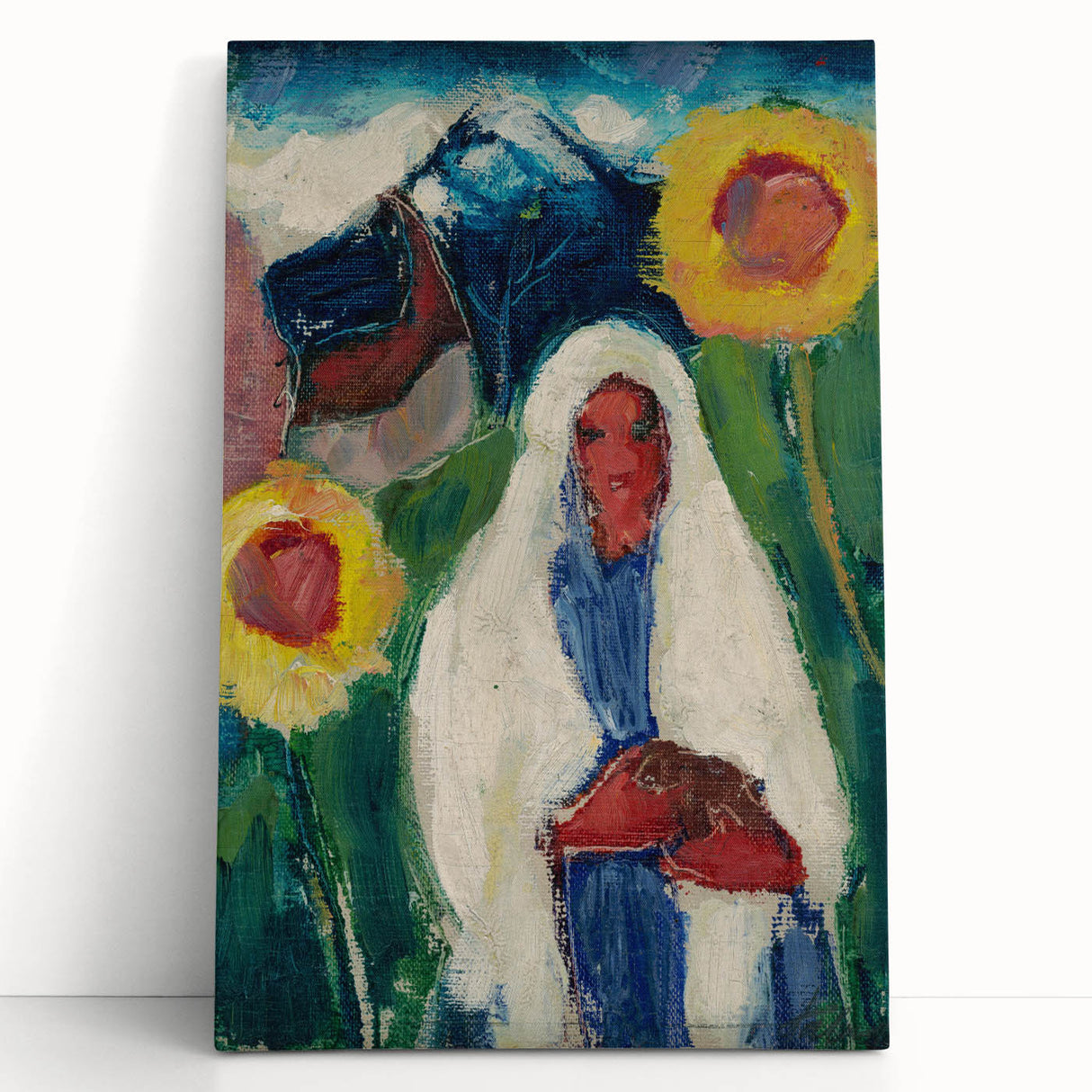 Abstract Sunflowers and Woman - Modern Colorful Wall Art Design