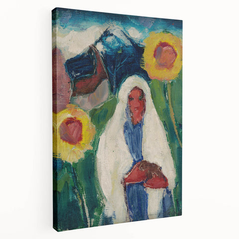 Abstract Sunflowers and Woman - Modern Colorful Wall Art Design