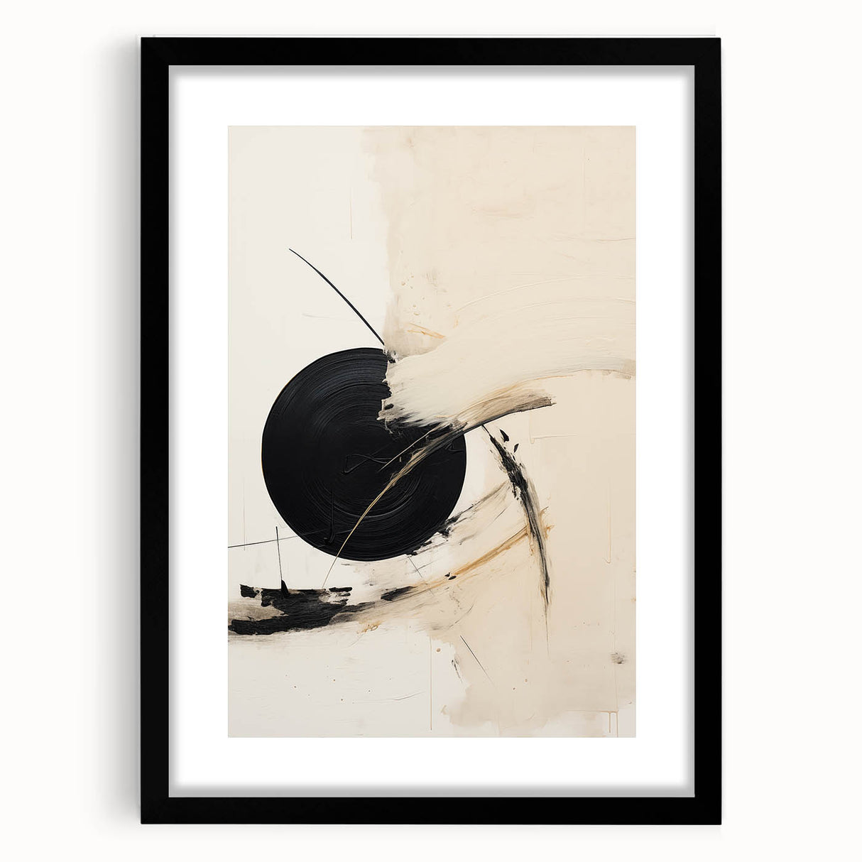 Custom Dining Room Wall Decor – Abstract Black & Beige Canvas