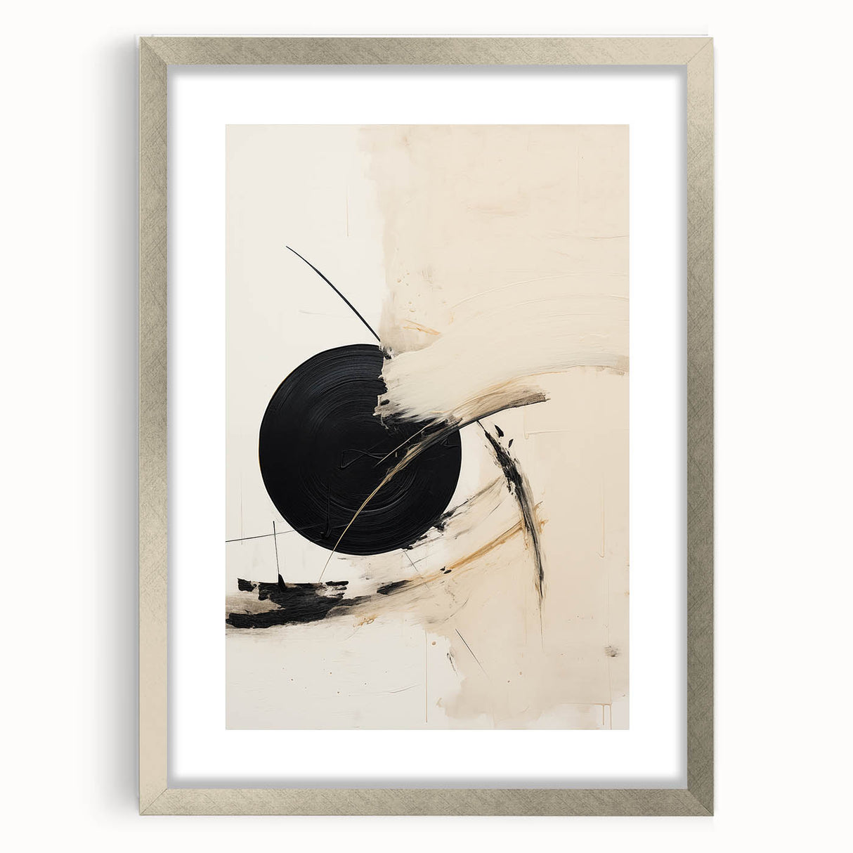 Custom Dining Room Wall Decor – Abstract Black & Beige Canvas