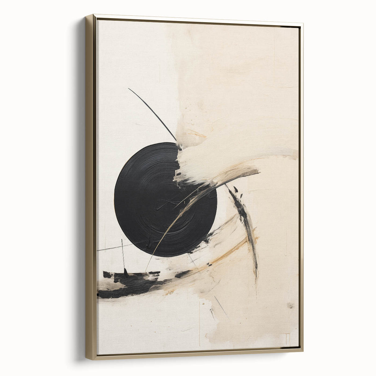 Custom Dining Room Wall Decor – Abstract Black & Beige Canvas