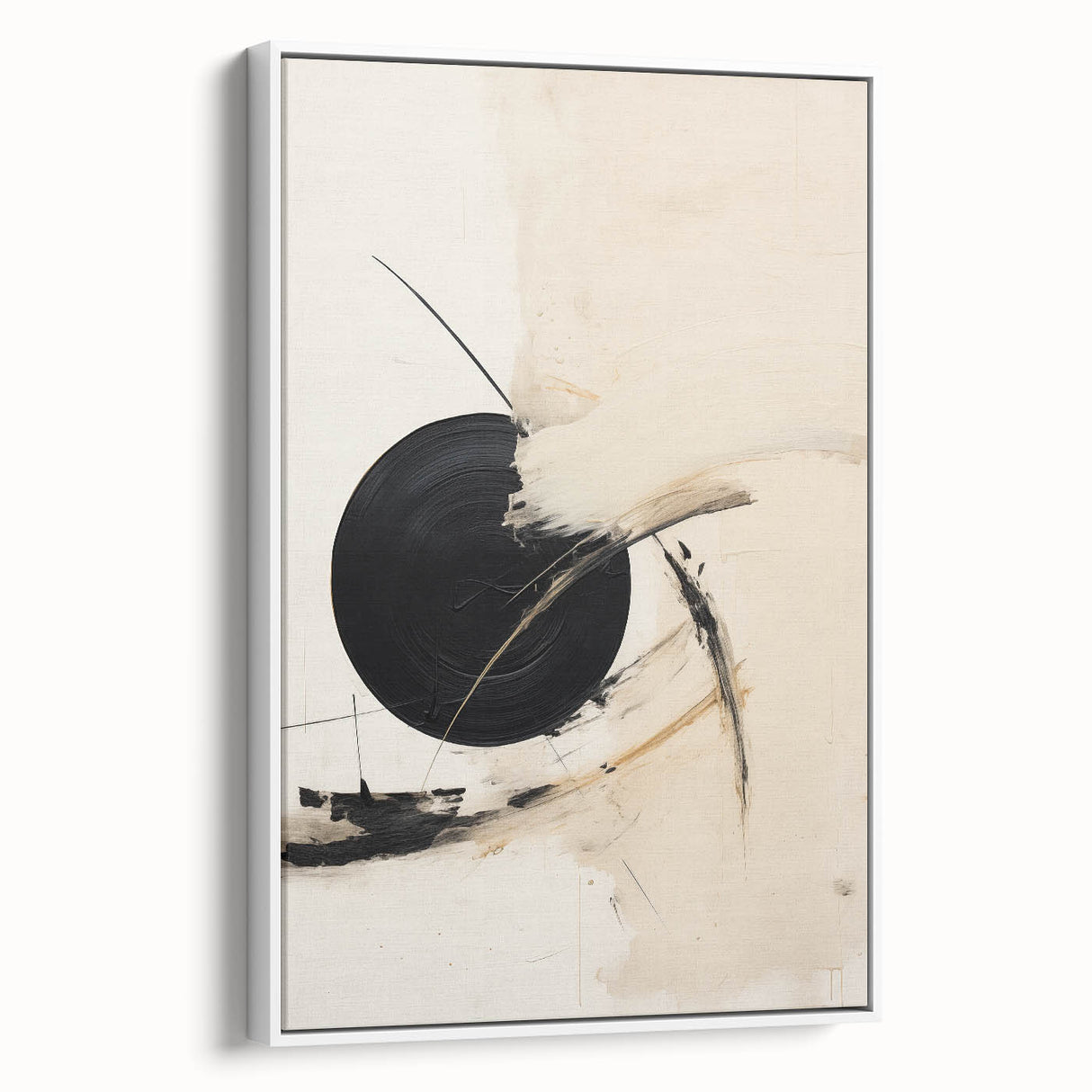 Custom Dining Room Wall Decor – Abstract Black & Beige Canvas