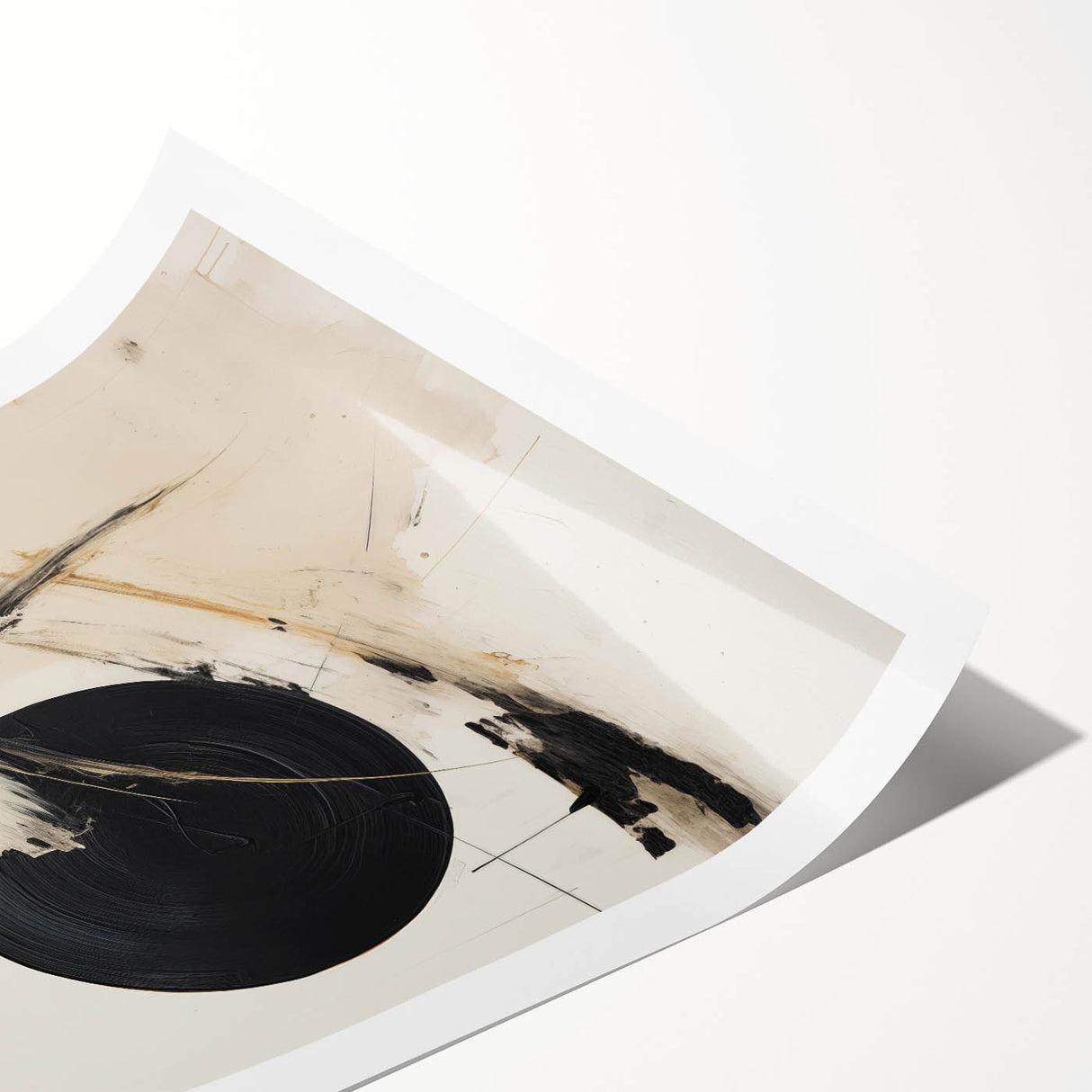 Custom Dining Room Wall Decor – Abstract Black & Beige Canvas