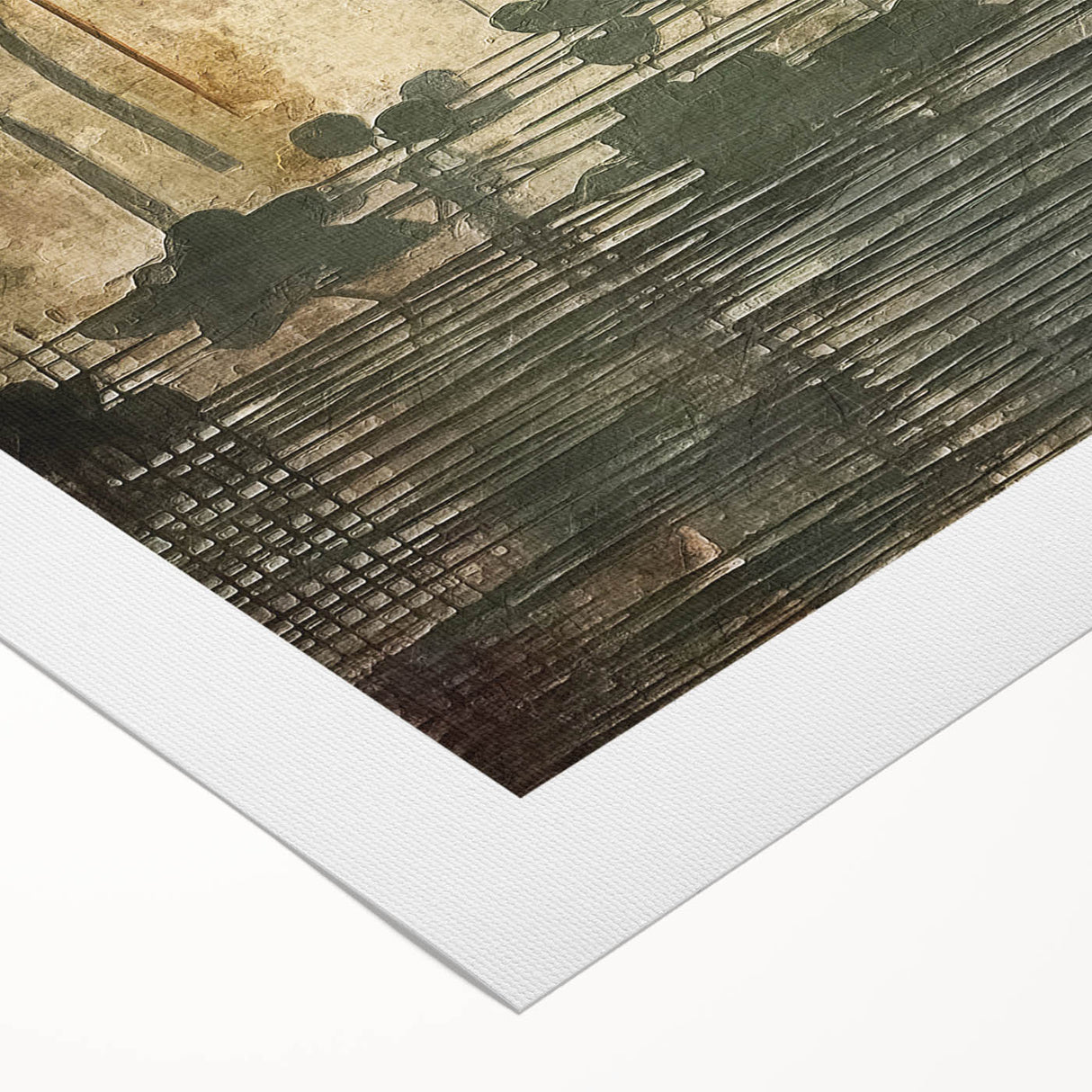 Vibrant abstract florals wall art printed on rolled canvas, showcasing intricate patterns in soft pinks and greens, perfect for modern home decor.