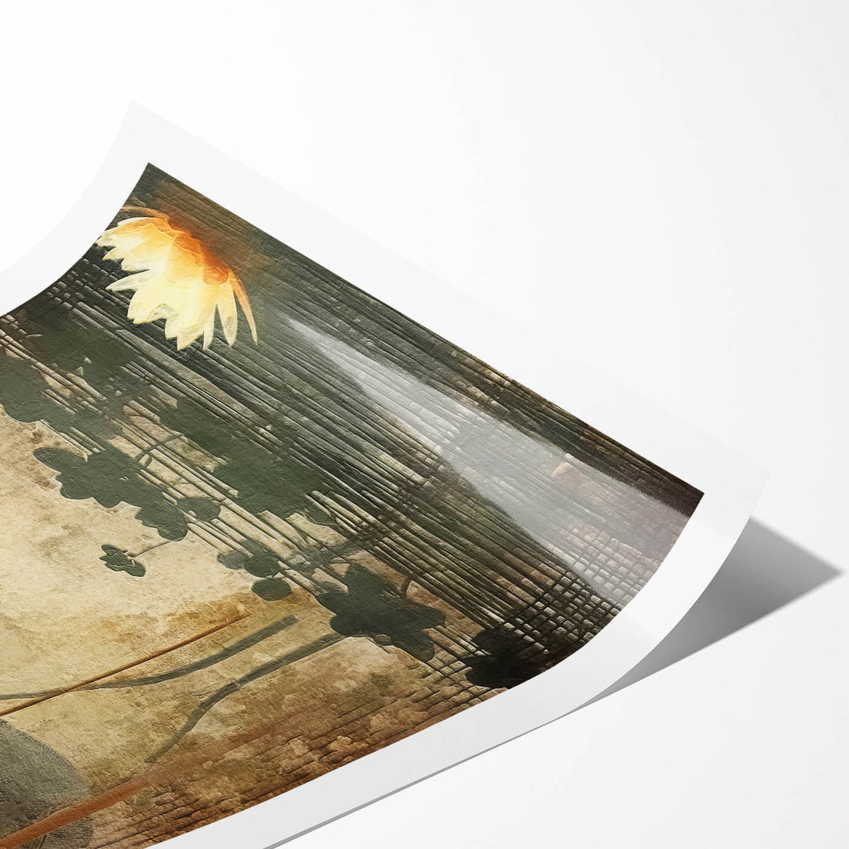 Abstract floral wall art print showcasing vibrant colors of pink, orange, and green, rolled for easy shipping in a protective cardboard tube, perfect for home decor.