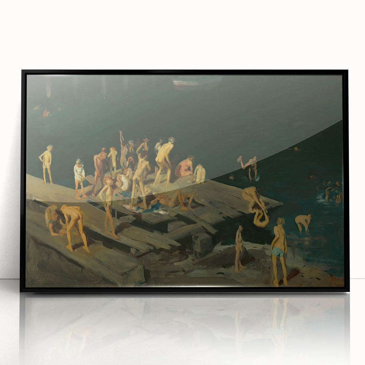 Modern Wall Art: Dynamic Scene of Children by the Waterfront