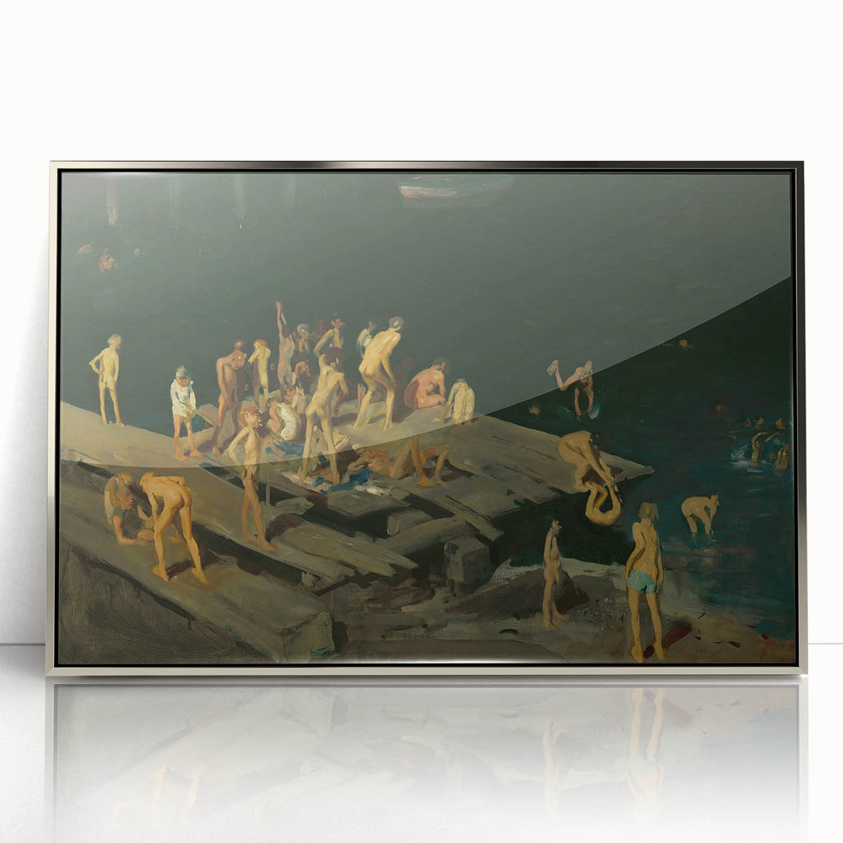 Modern Wall Art: Dynamic Scene of Children by the Waterfront