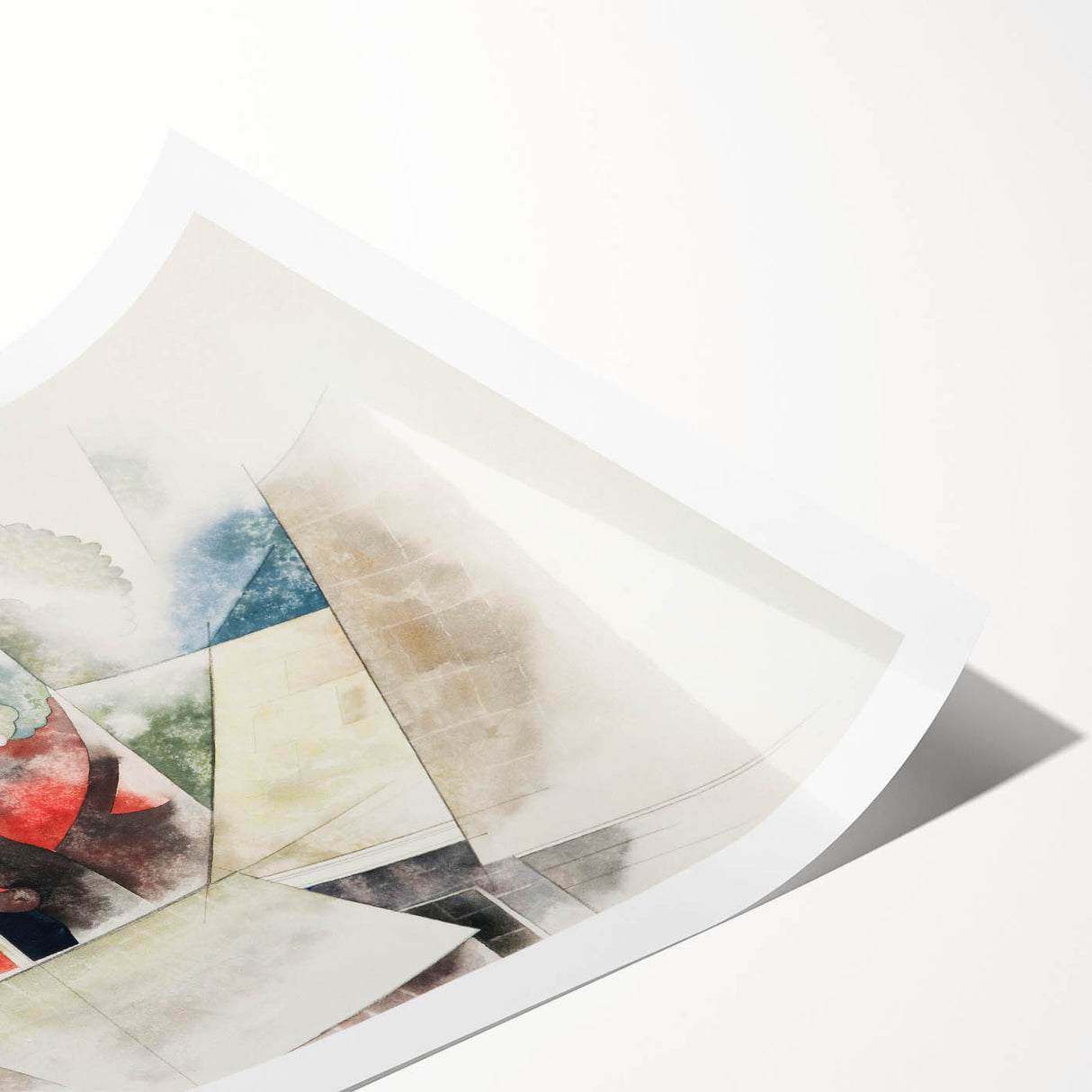 Modern Wall Art: Abstract Rooftops and Trees with Geometric Flair