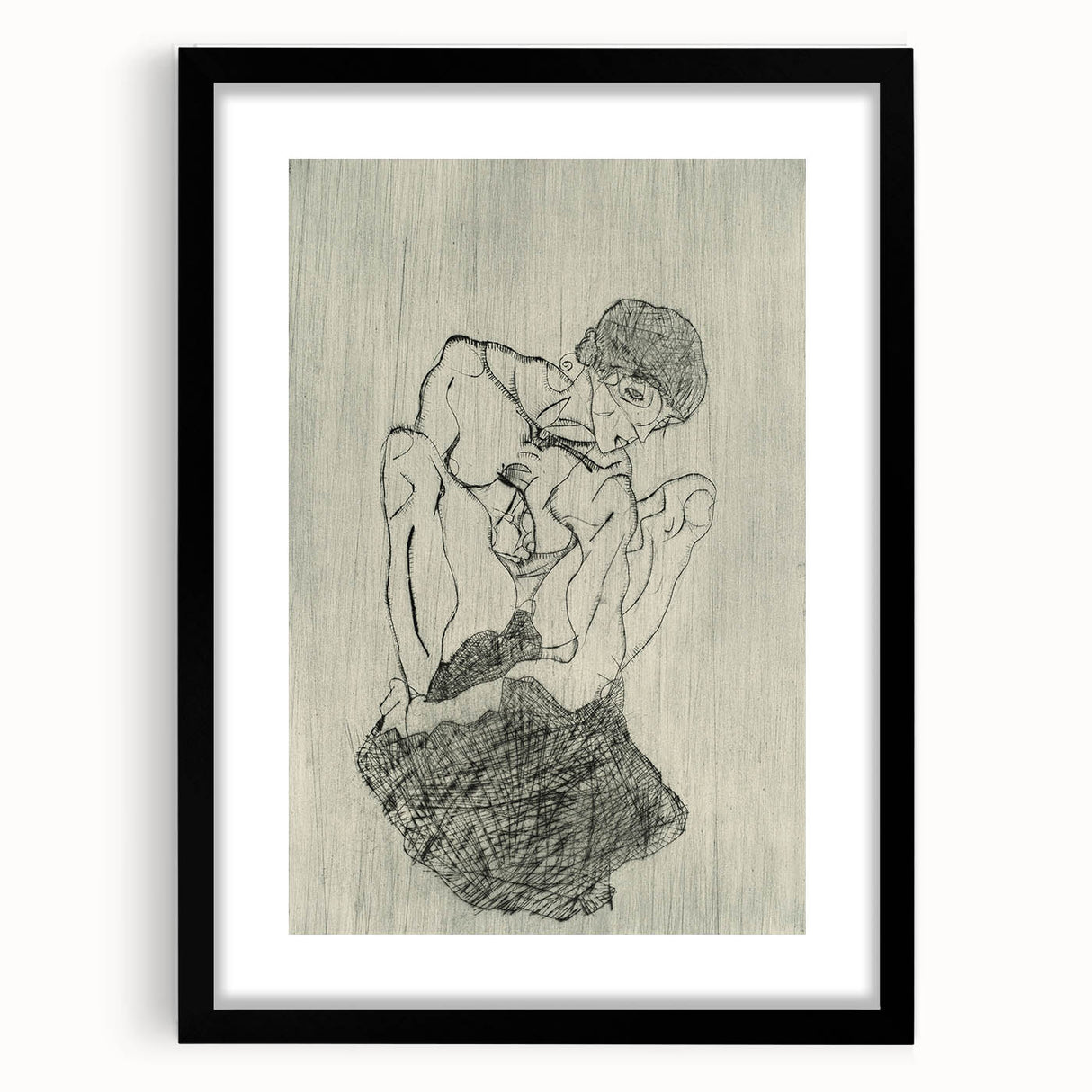 Modern Figurative Sketch - Egon Schiele's Abstract Line Art Print