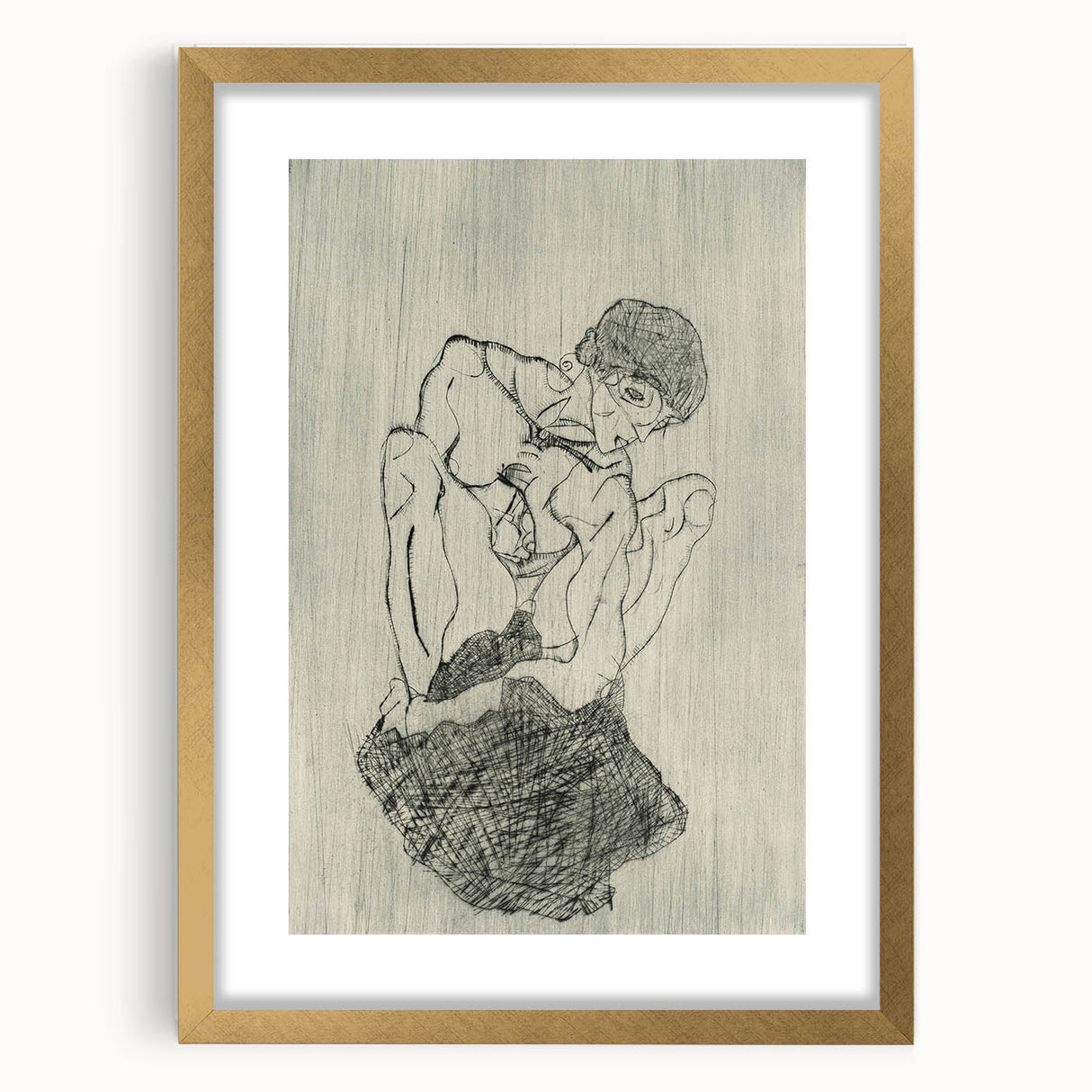 Modern Figurative Sketch - Egon Schiele's Abstract Line Art Print