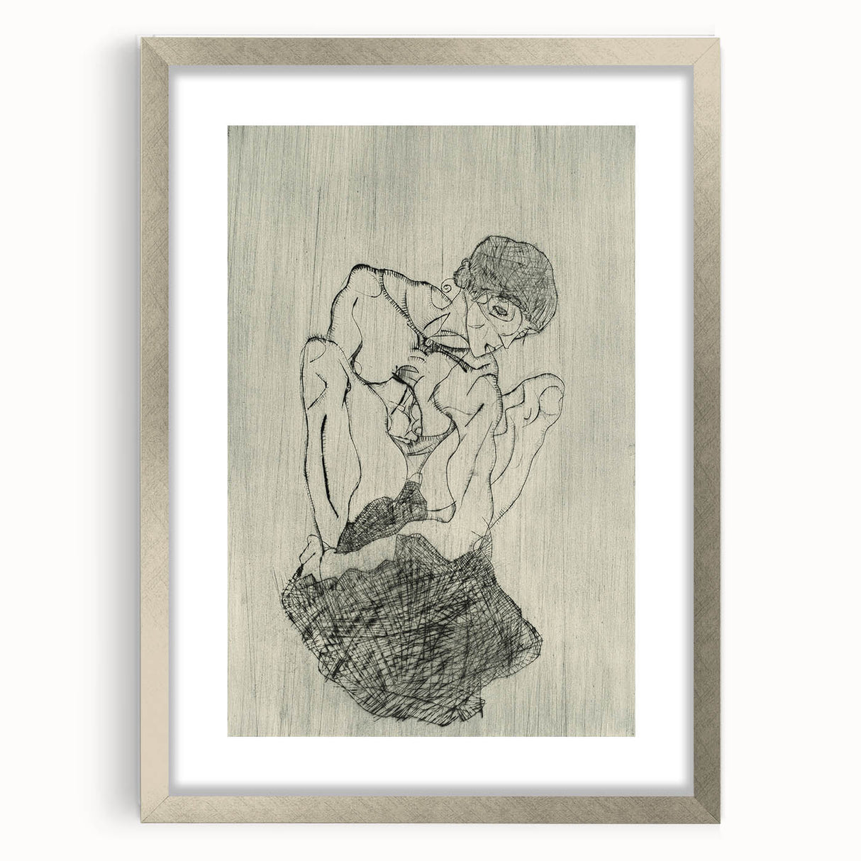 Modern Figurative Sketch - Egon Schiele's Abstract Line Art Print