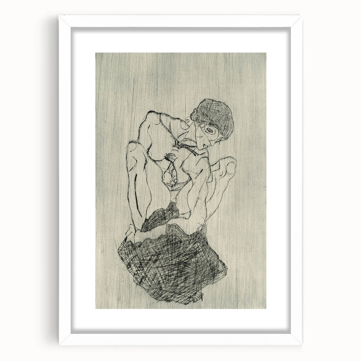 Modern Figurative Sketch - Egon Schiele's Abstract Line Art Print