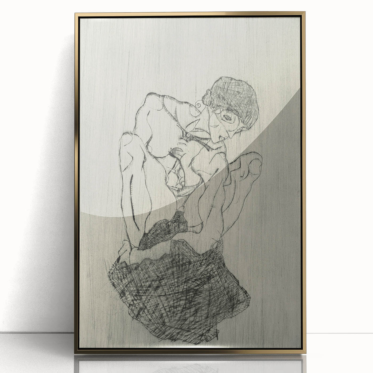 Modern Figurative Sketch - Egon Schiele's Abstract Line Art Print