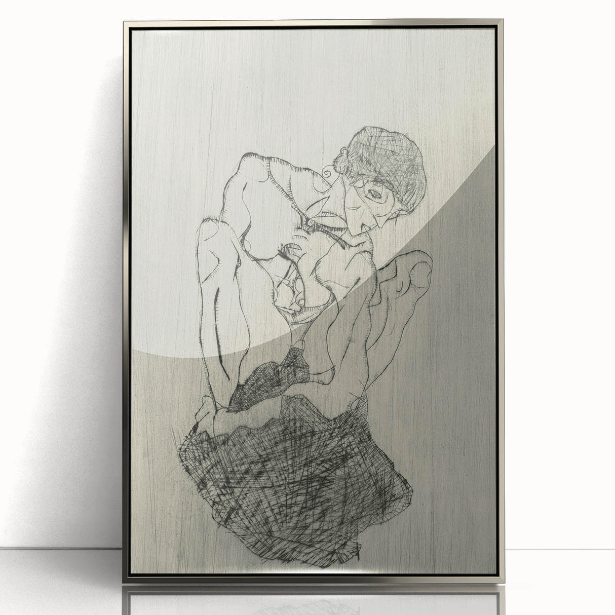 Modern Figurative Sketch - Egon Schiele's Abstract Line Art Print