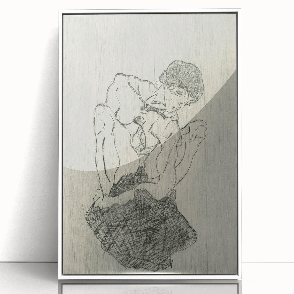 Modern Figurative Sketch - Egon Schiele's Abstract Line Art Print