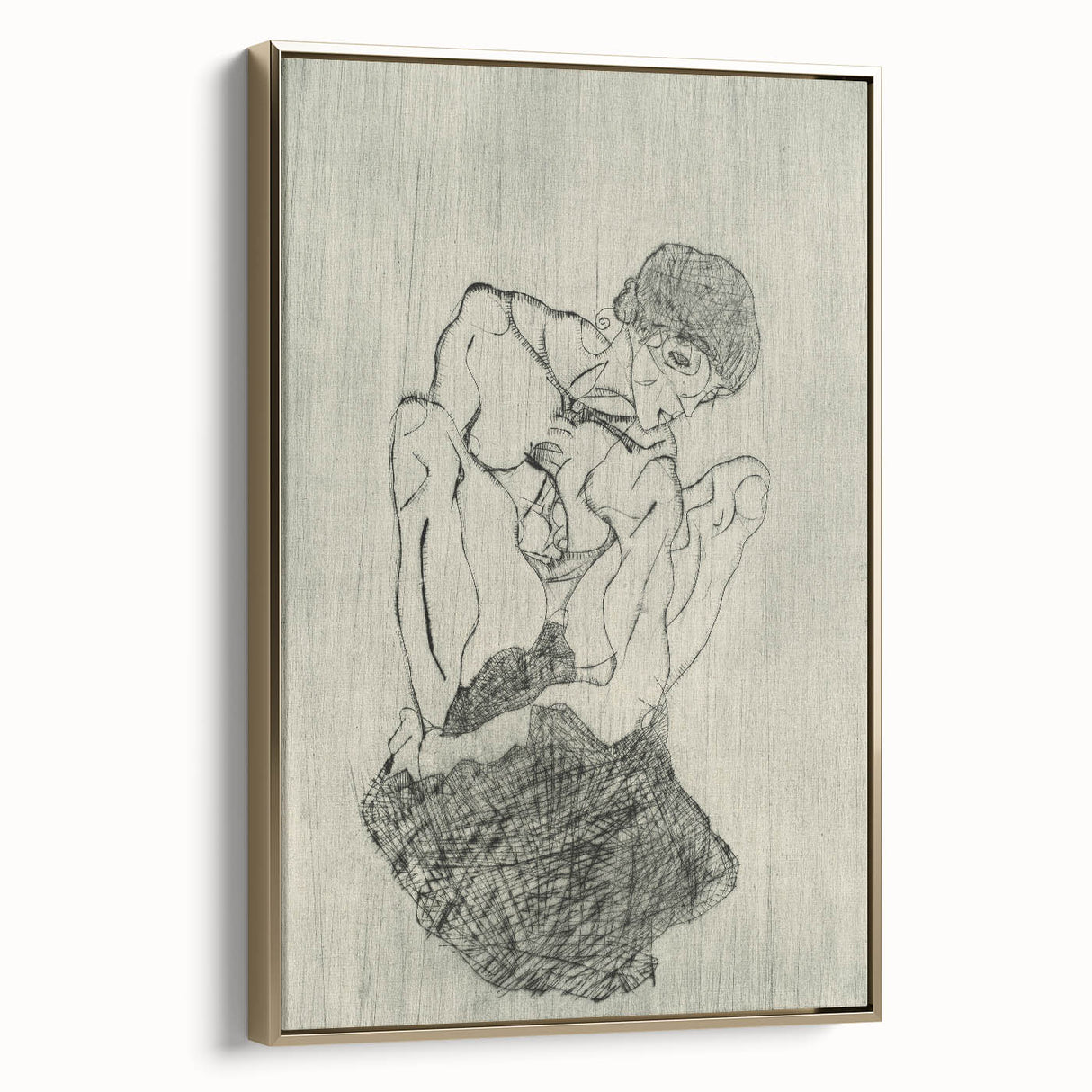 Modern Figurative Sketch - Egon Schiele's Abstract Line Art Print