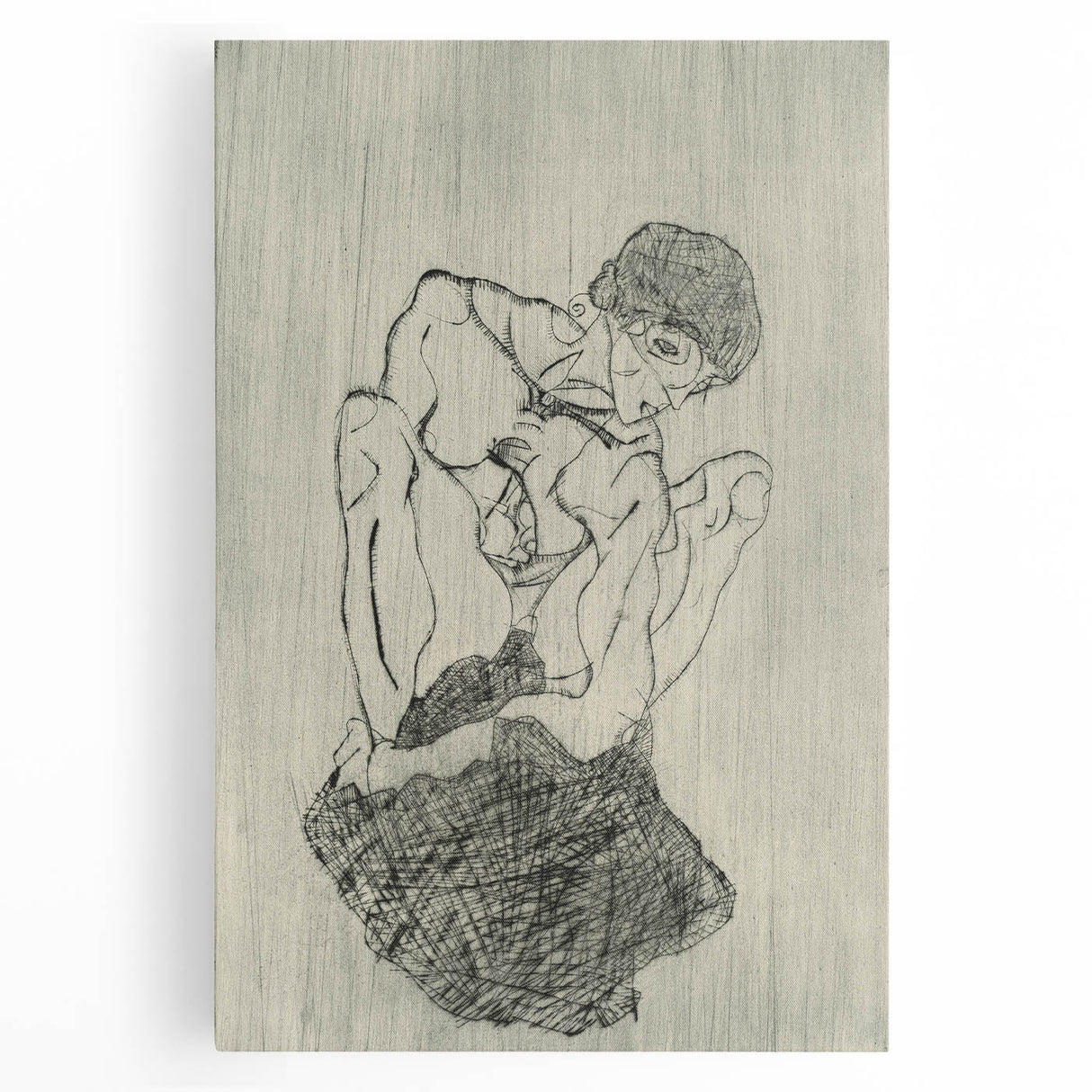 Modern Figurative Sketch - Egon Schiele's Abstract Line Art Print