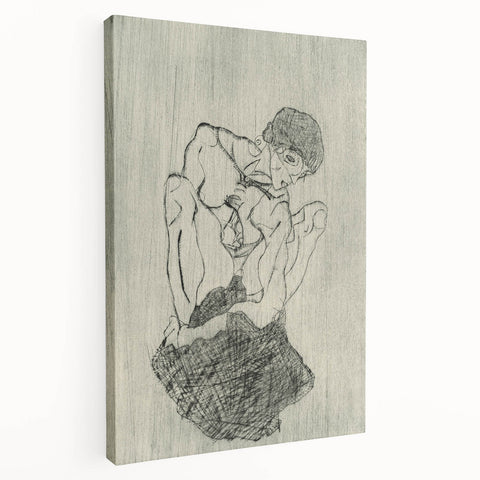 Modern Figurative Sketch - Egon Schiele's Abstract Line Art Print