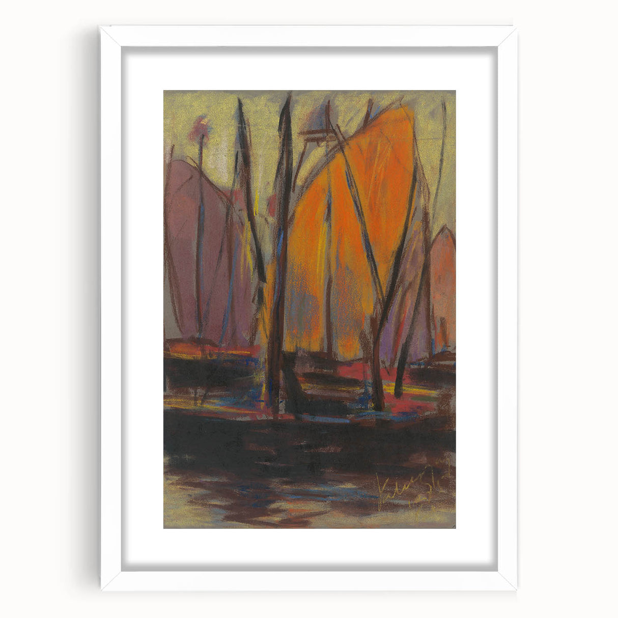 Abstract Harbor Scene - Vibrant Modern Wall Art by Zolo Palugyay