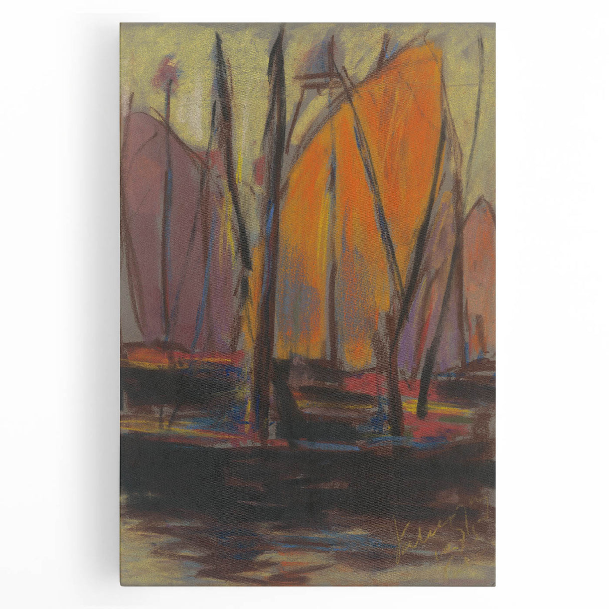 Abstract Harbor Scene - Vibrant Modern Wall Art by Zolo Palugyay