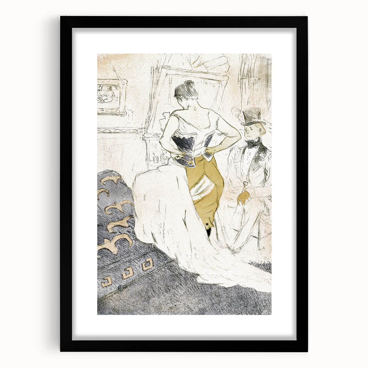 Elegant Sketch Art - Toulouse-Lautrec’s Corset Scene Wall Art
