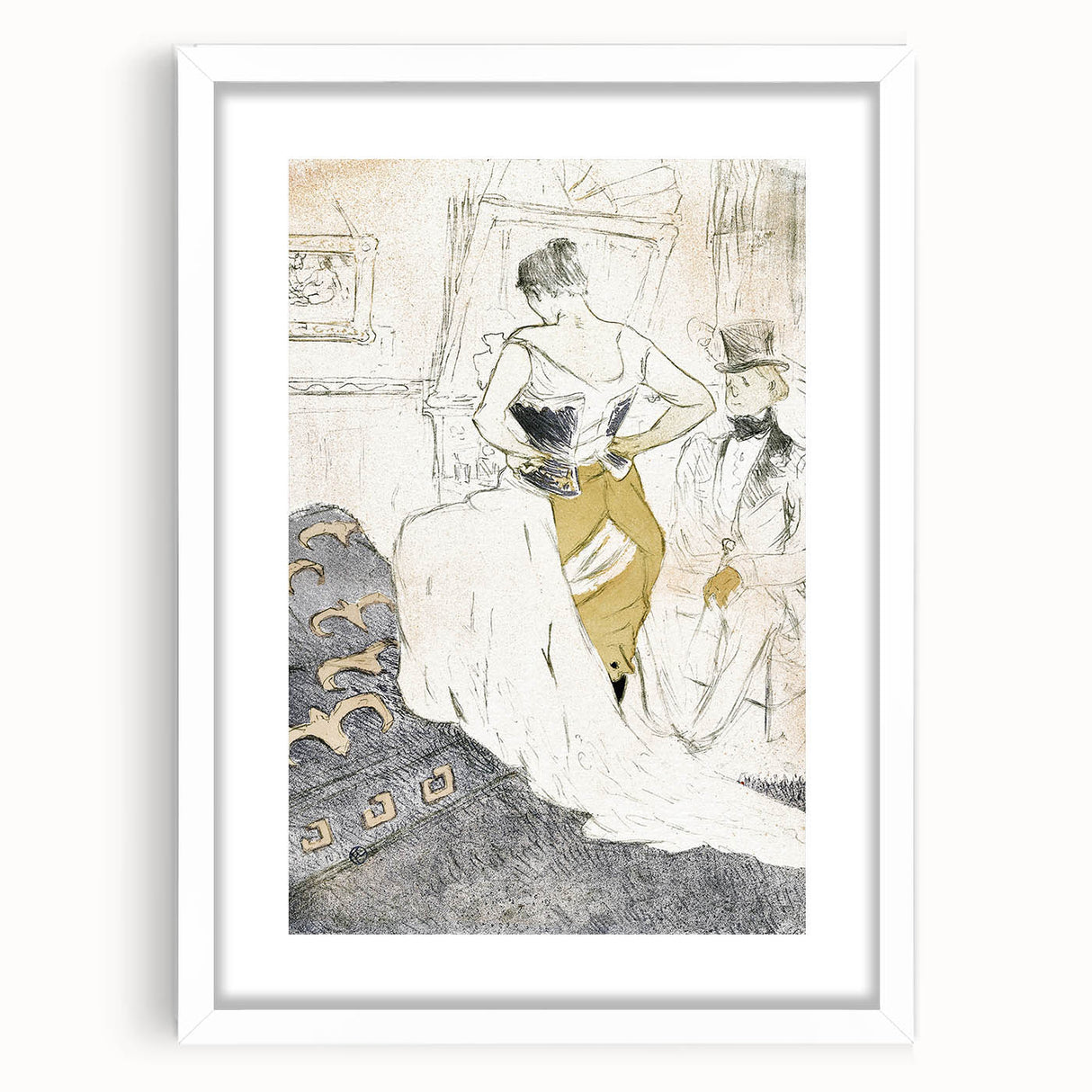 Elegant Sketch Art - Toulouse-Lautrec’s Corset Scene Wall Art