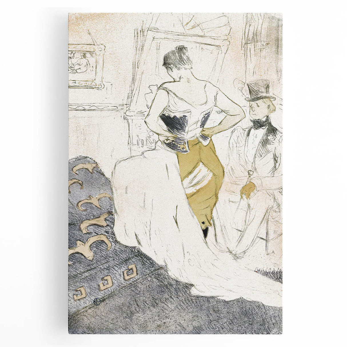 Elegant Sketch Art - Toulouse-Lautrec’s Corset Scene Wall Art