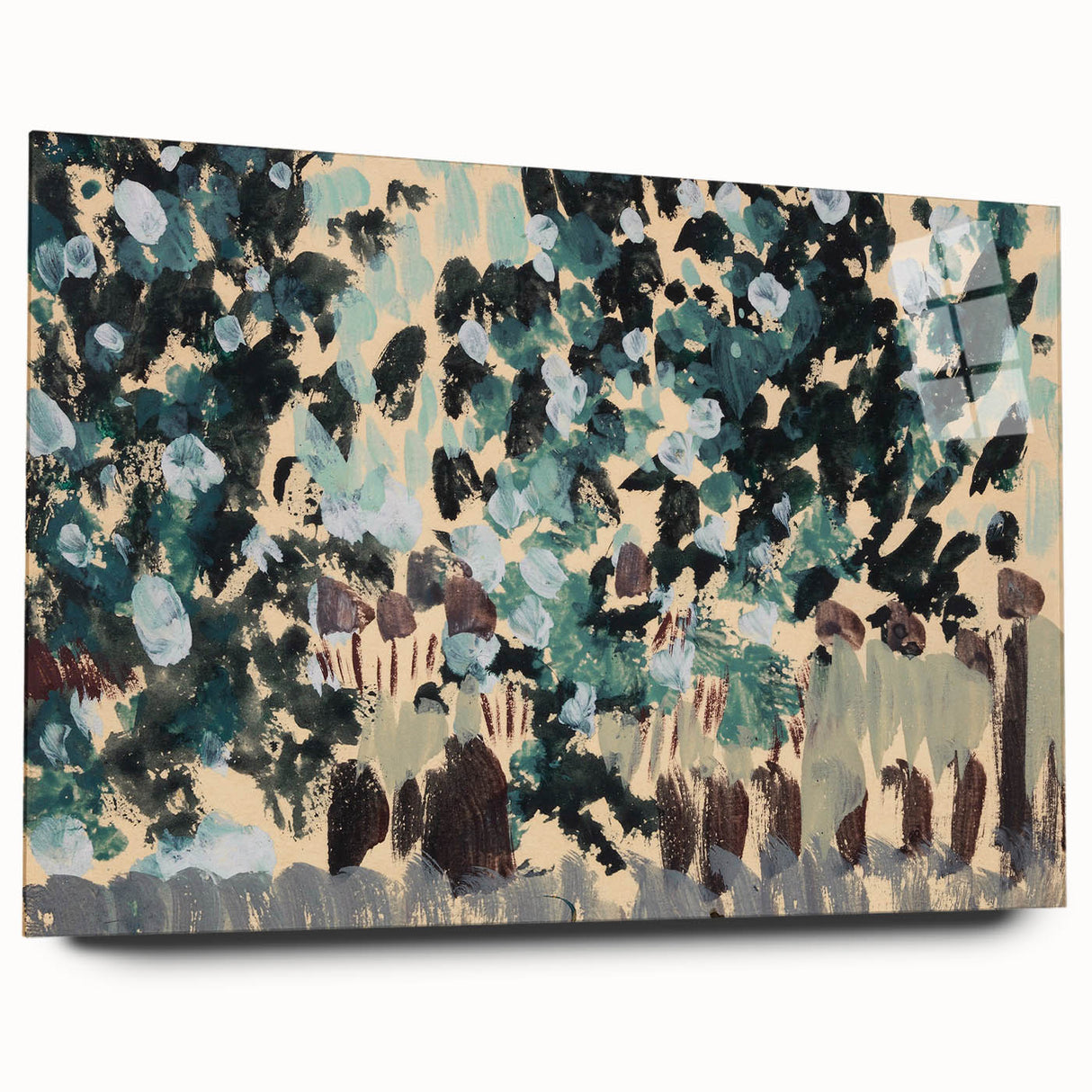 Modern Wall Art: Vibrant Abstract Green Leaves with Nature's Essence