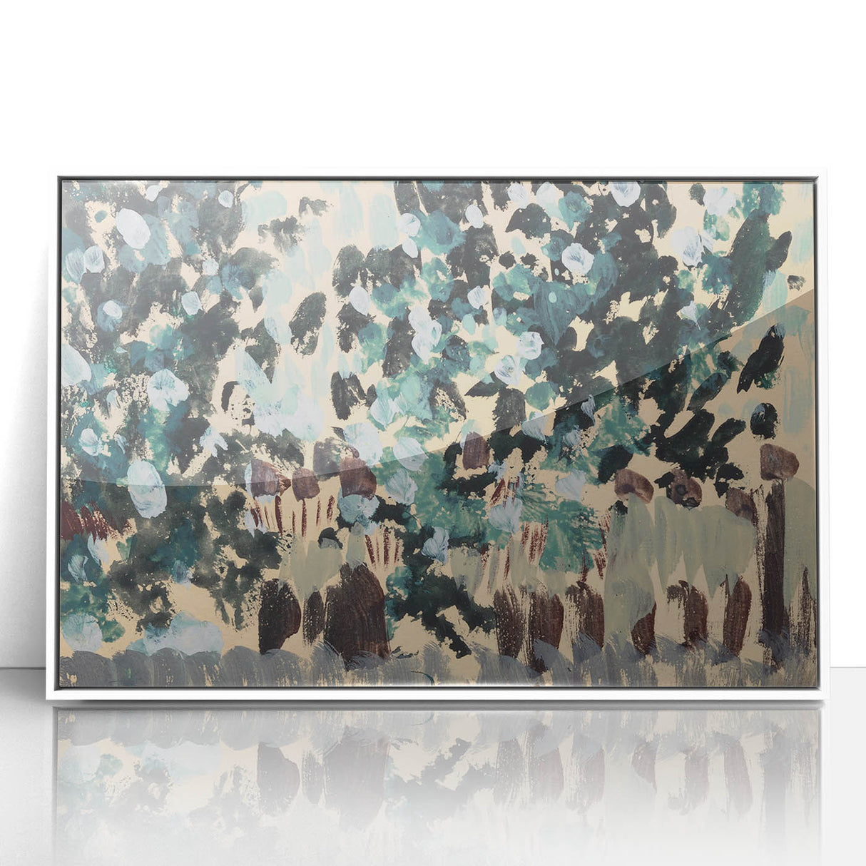 Modern Wall Art: Vibrant Abstract Green Leaves with Nature's Essence