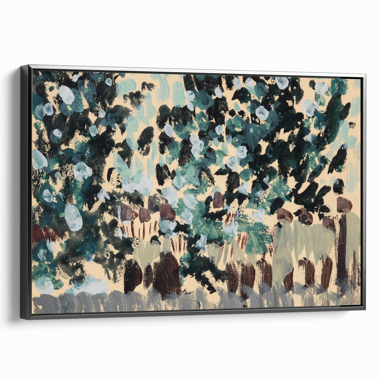 Modern Wall Art: Vibrant Abstract Green Leaves with Nature's Essence