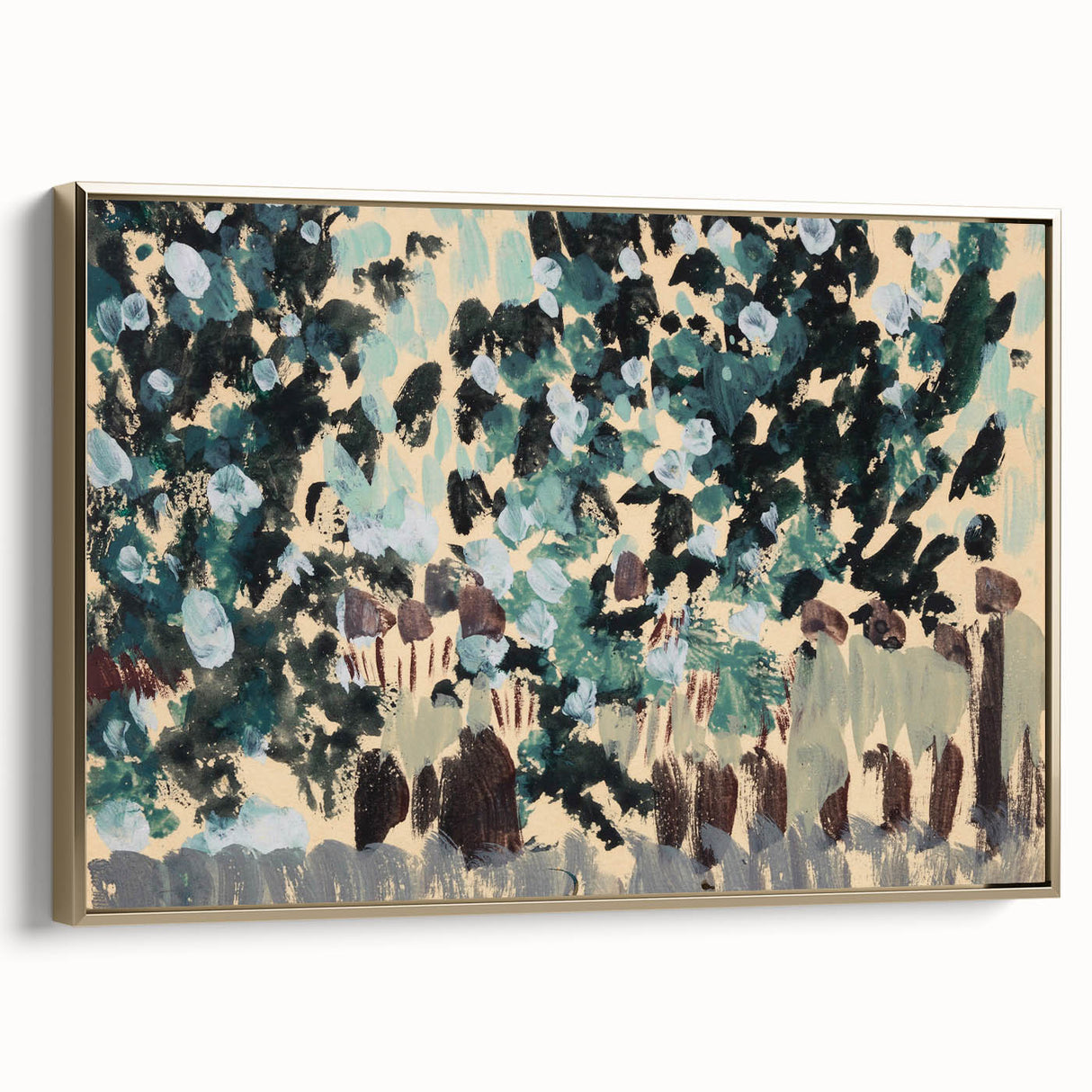 Modern Wall Art: Vibrant Abstract Green Leaves with Nature's Essence