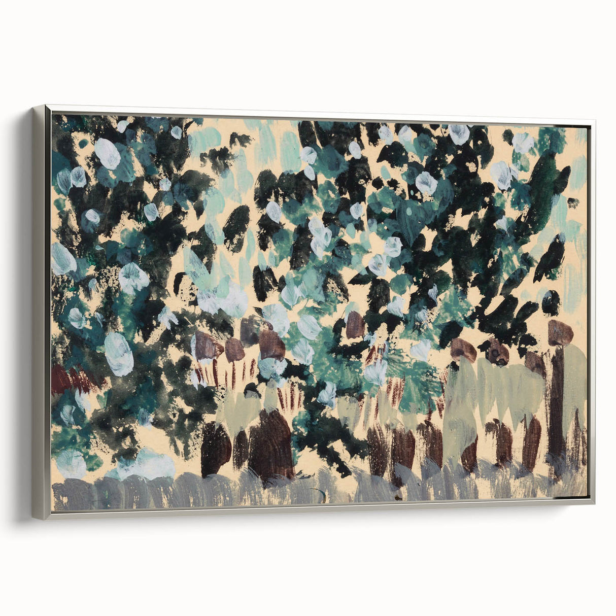 Modern Wall Art: Vibrant Abstract Green Leaves with Nature's Essence