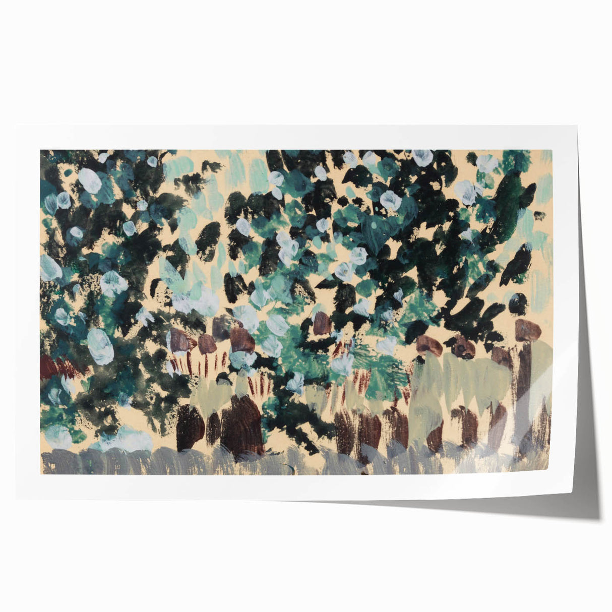 Modern Wall Art: Vibrant Abstract Green Leaves with Nature's Essence