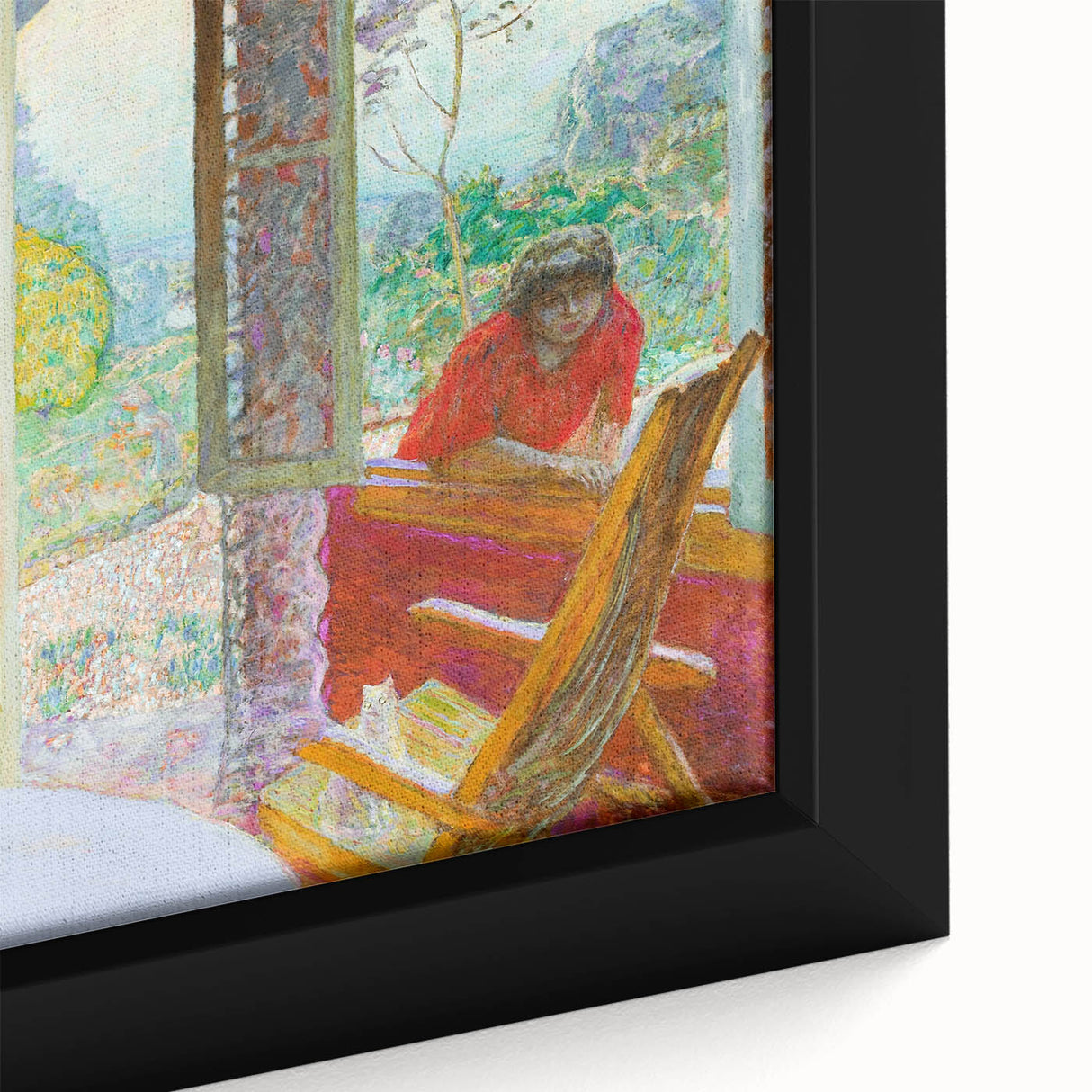 Modern Wall Art: Vibrant Country Dining Room with Scenic Outdoor View