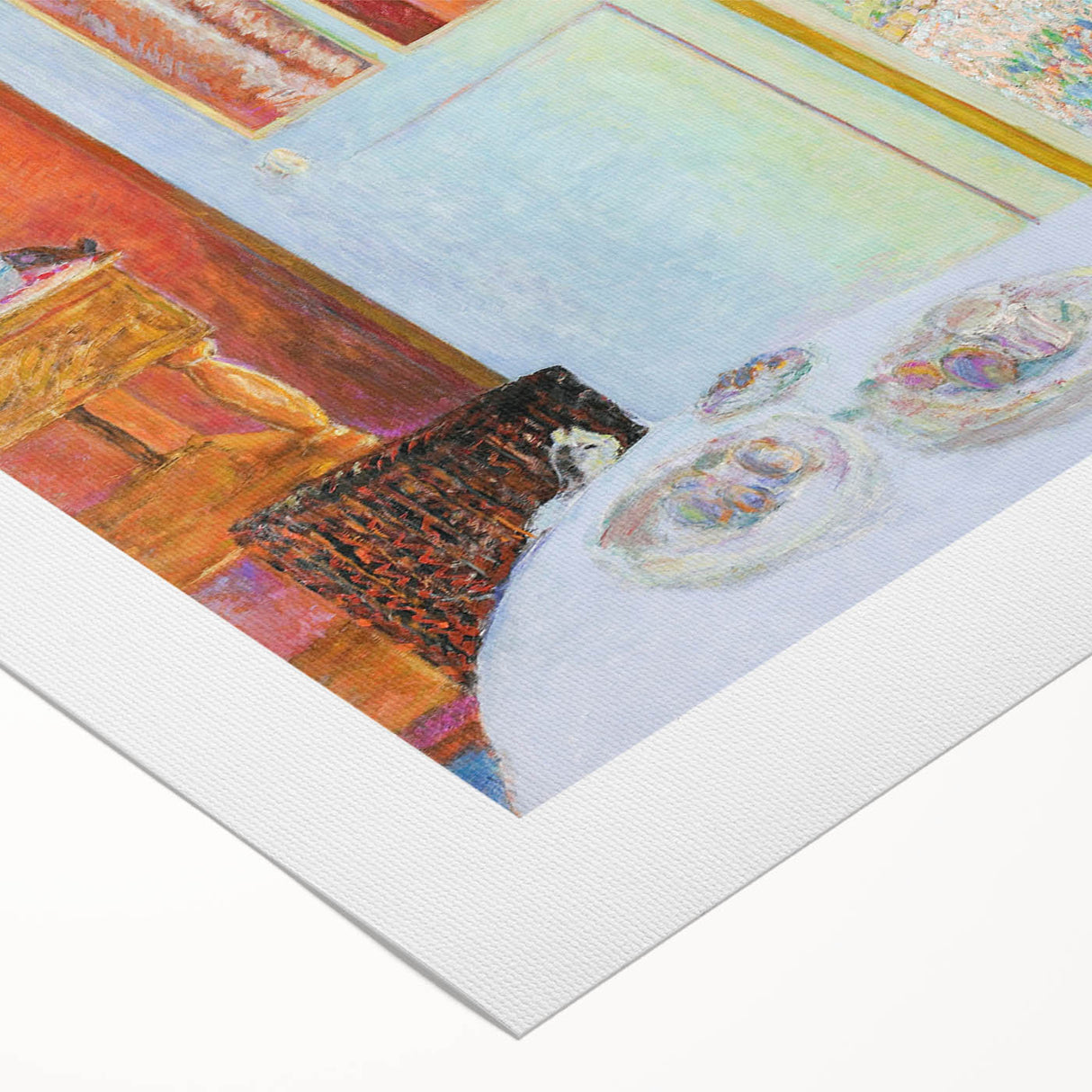 Modern Wall Art: Vibrant Country Dining Room with Scenic Outdoor View