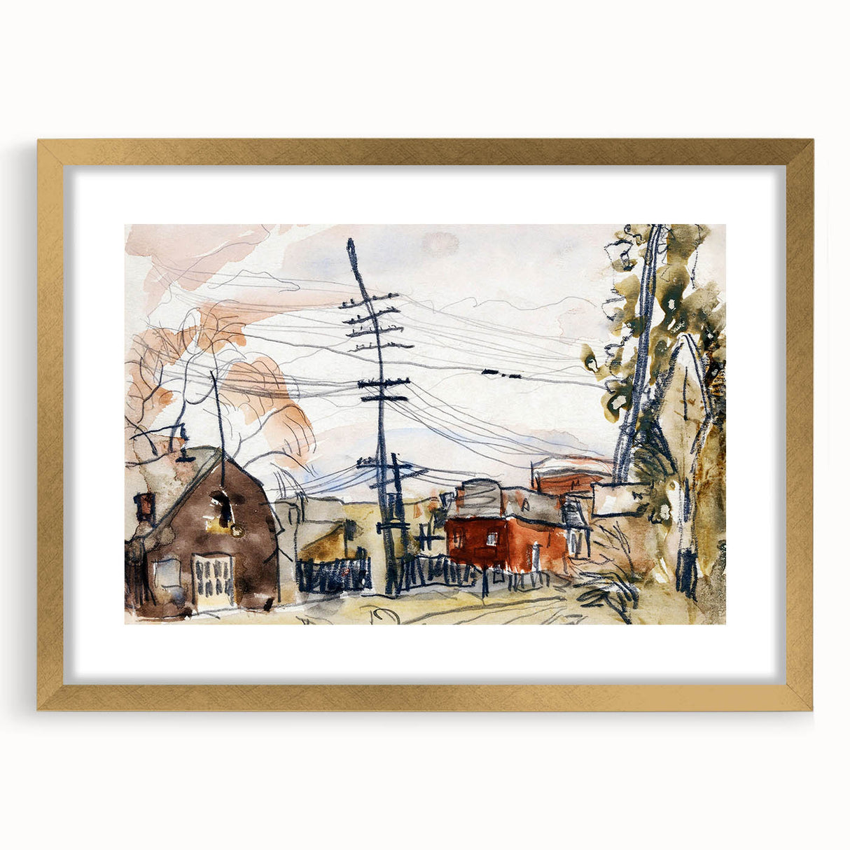 Modern Wall Art: Abstract Railroad Scene with Rustic Urban Charm