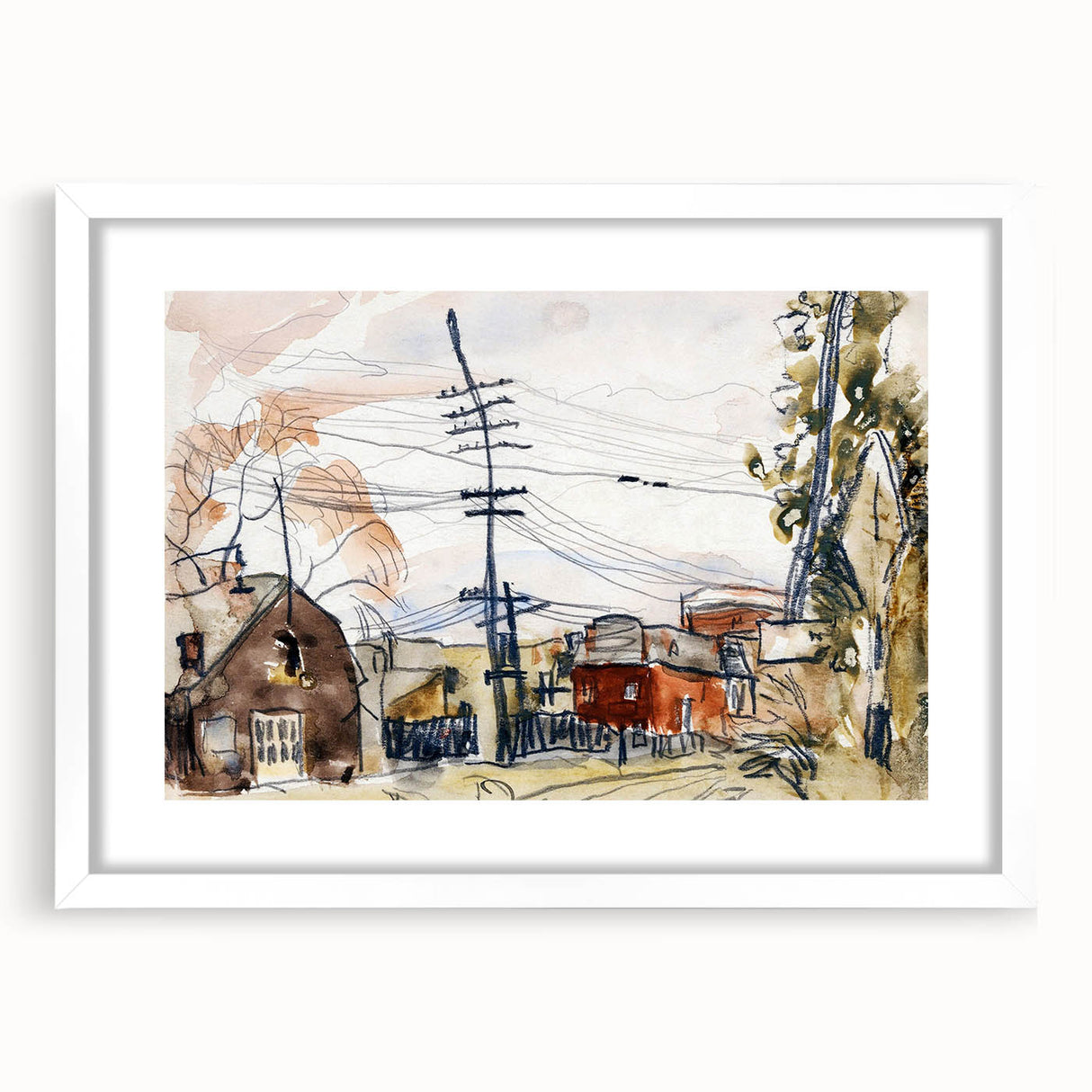 Modern Wall Art: Abstract Railroad Scene with Rustic Urban Charm