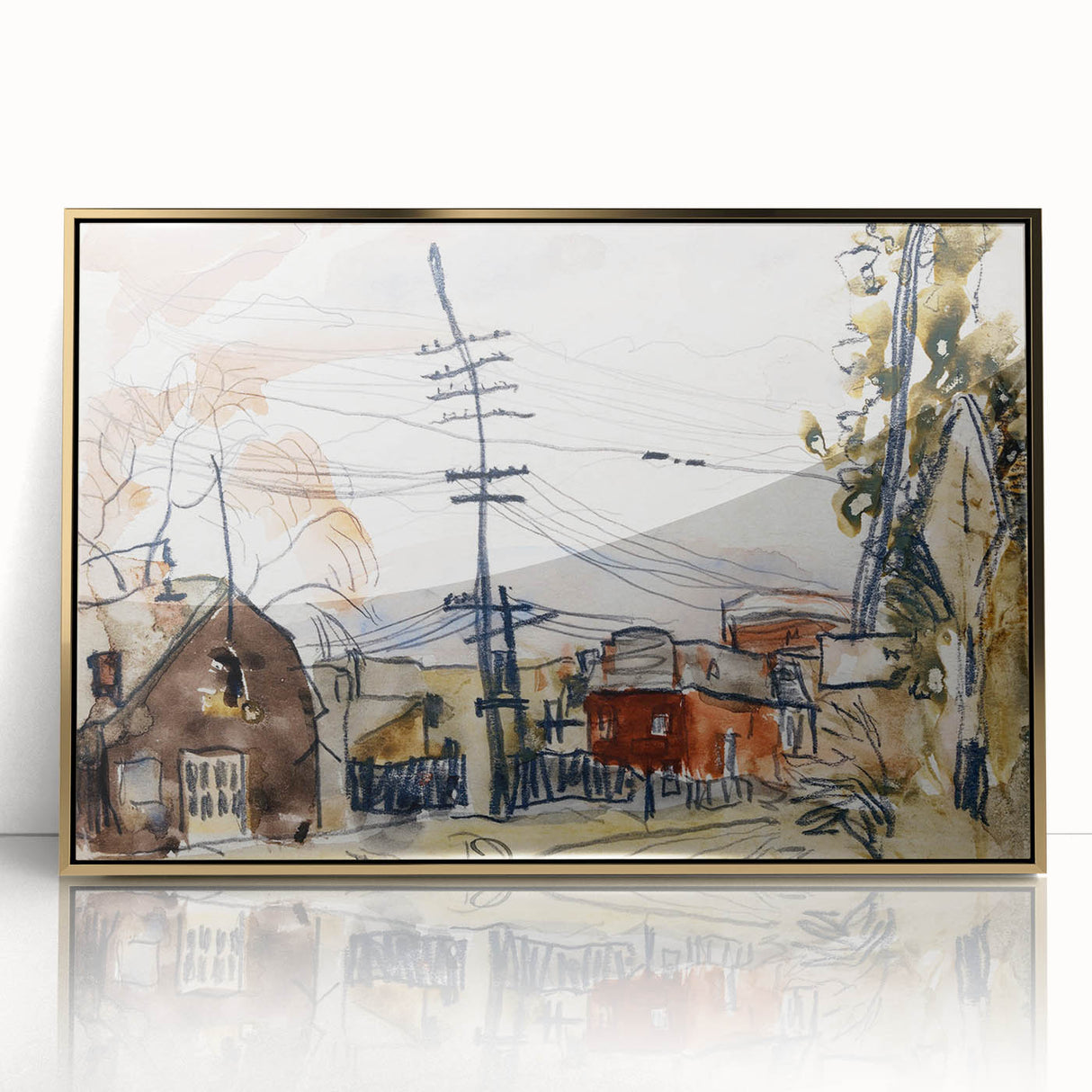 Modern Wall Art: Abstract Railroad Scene with Rustic Urban Charm